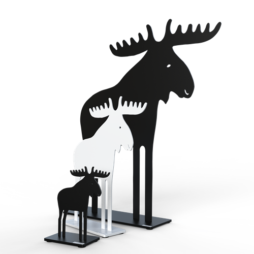 Moose in different colors and sizes