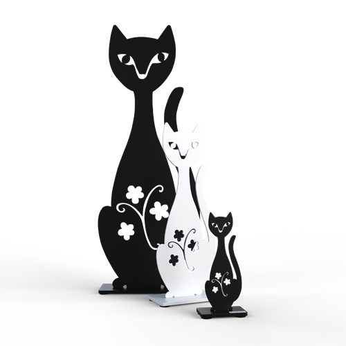 Cat in different colors and sizes