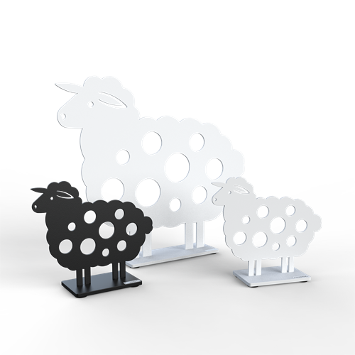 Sheep in different colors and sizes