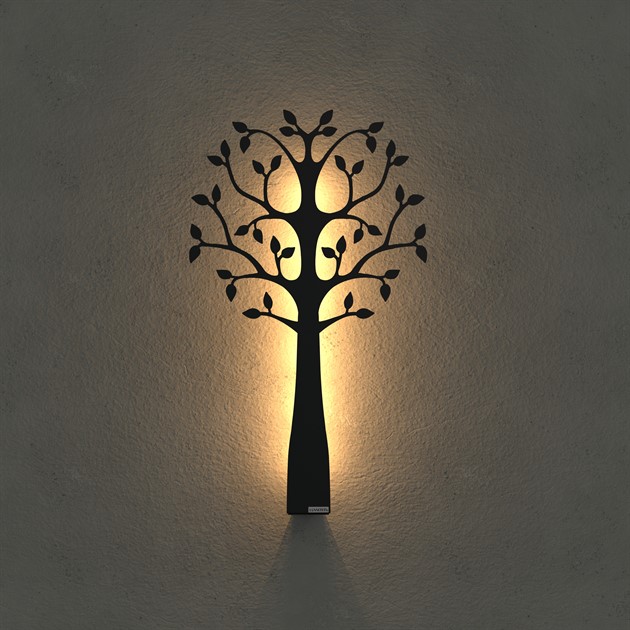 Wall mounted tree with ;LED-light 50 cm black structure