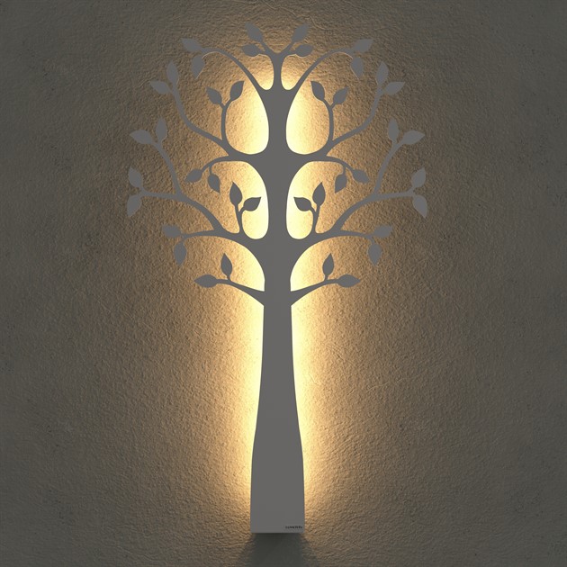Wall mounted tree with ;LED-light 70 cm white