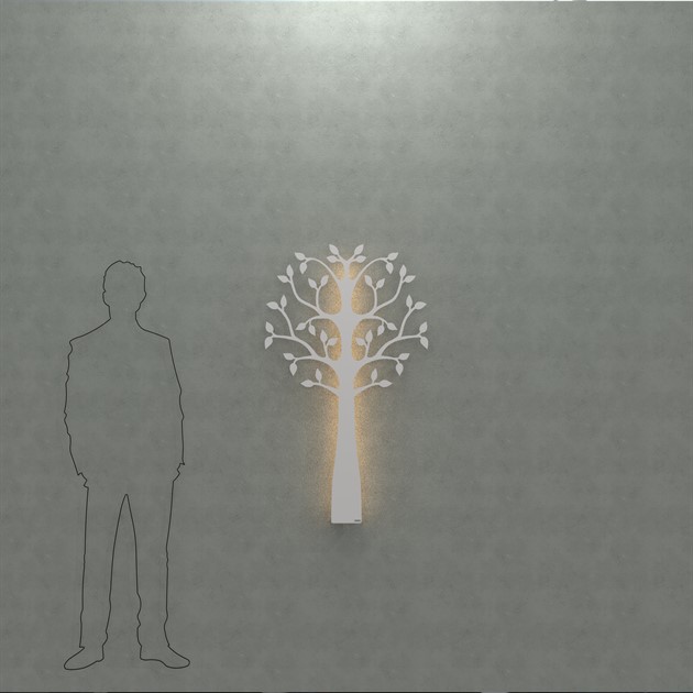 Wall mounted tree with ;LED-light 120 cm white