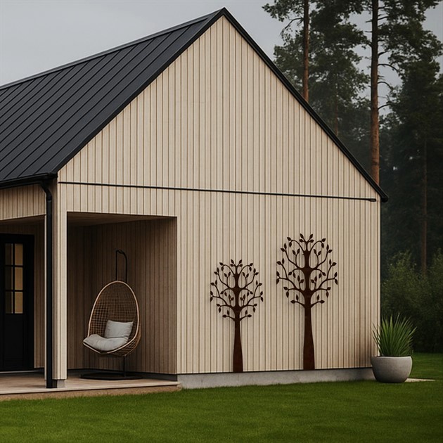 Wall mounted tree with ;LED-light 180 cm corten