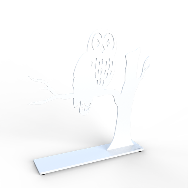 Owl on branch 30 cm white