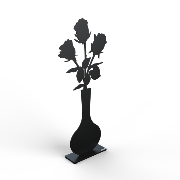 Roses in vase 50 cm black structure
