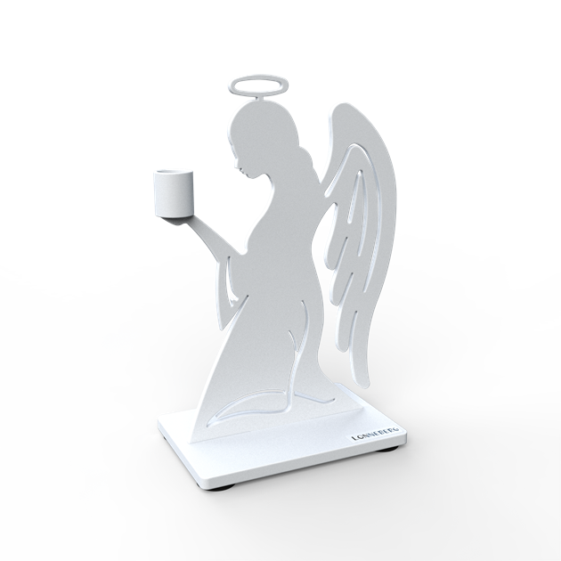 Candle holder angel 15 cm white