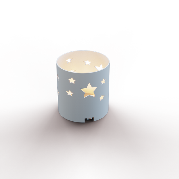 Lantern with stars, tealight 10 cm white